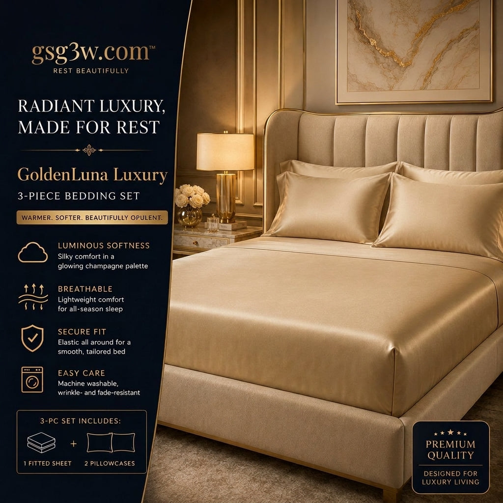 𝐠𝐬𝐠𝟑𝐰.𝐜𝐨𝐦™ Champagne Gold Noble 3-Piece Bedding Set 🥂