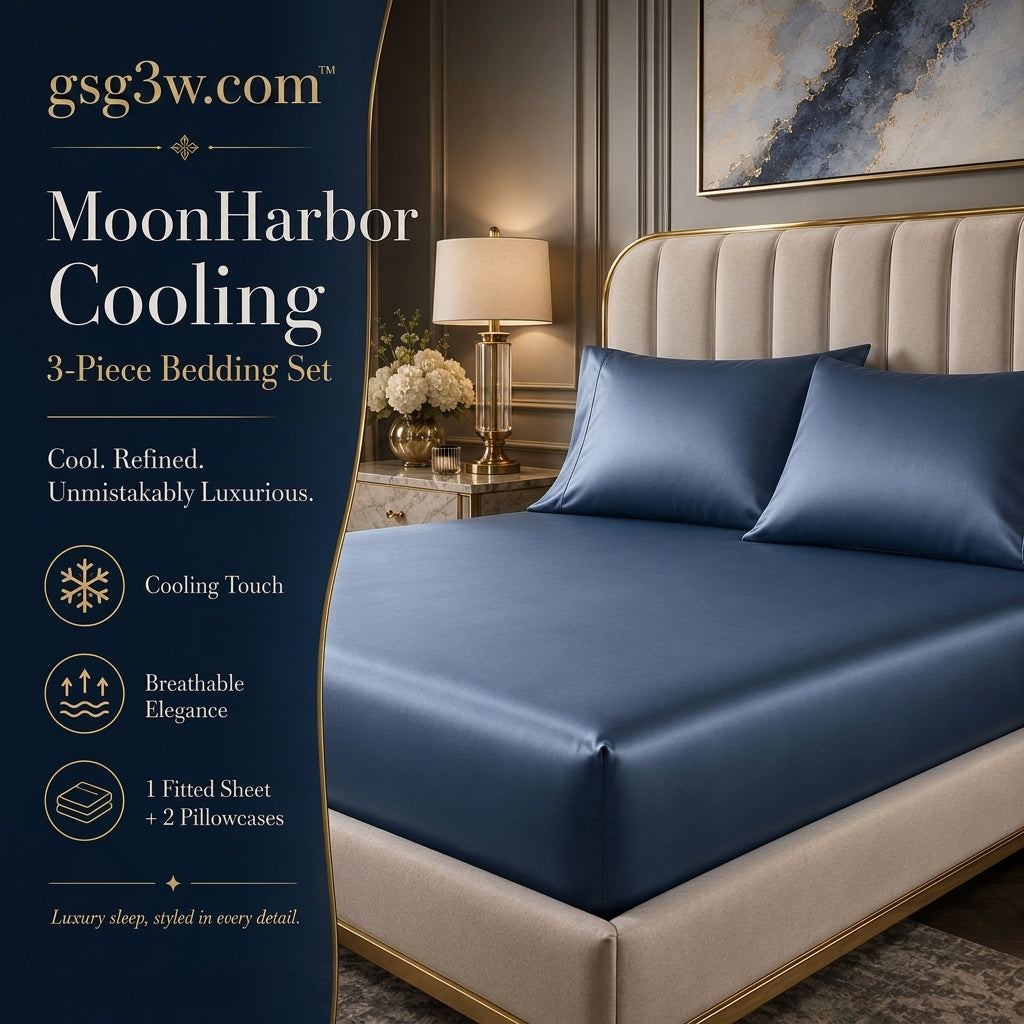 𝐠𝐬𝐠𝟑𝐰.𝐜𝐨𝐦™ Midnight Navy Silky 3-Piece Bedding Set 🌙