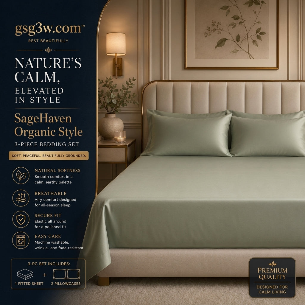 𝐠𝐬𝐠𝟑𝐰.𝐜𝐨𝐦™ Sage Meadow Natural 3-Piece Bedding Set 🌿